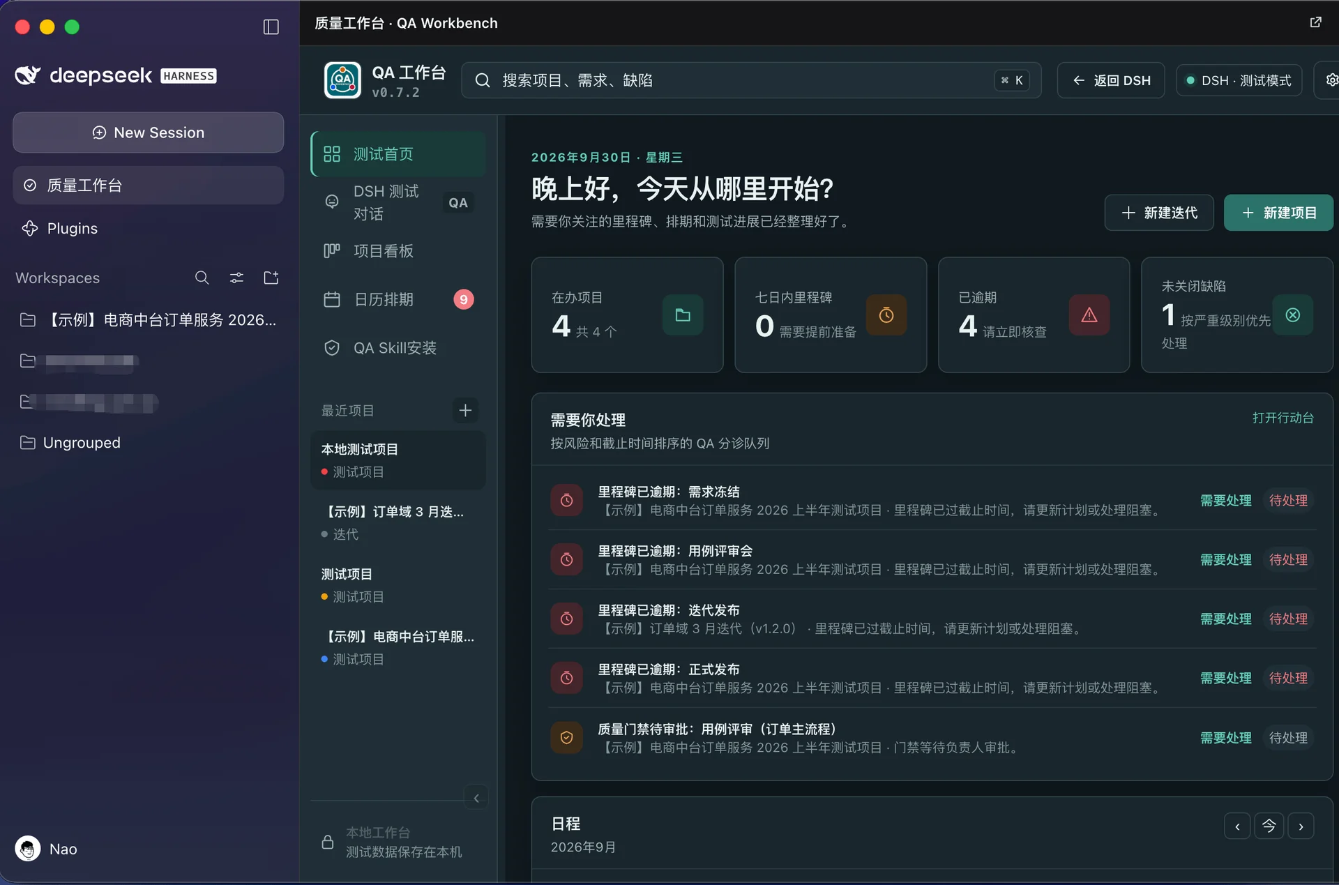 dsh-qa 质量工作台截图